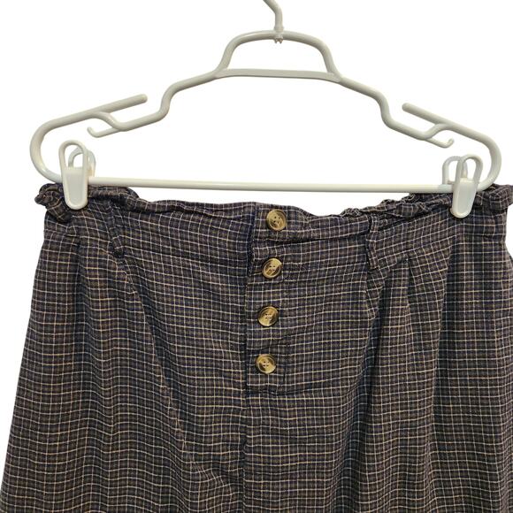 American Eagle Plaid Button Fly A-Line Mini Skirt Casual Retro Y2K Navy Size XL - Picture 3 of 8